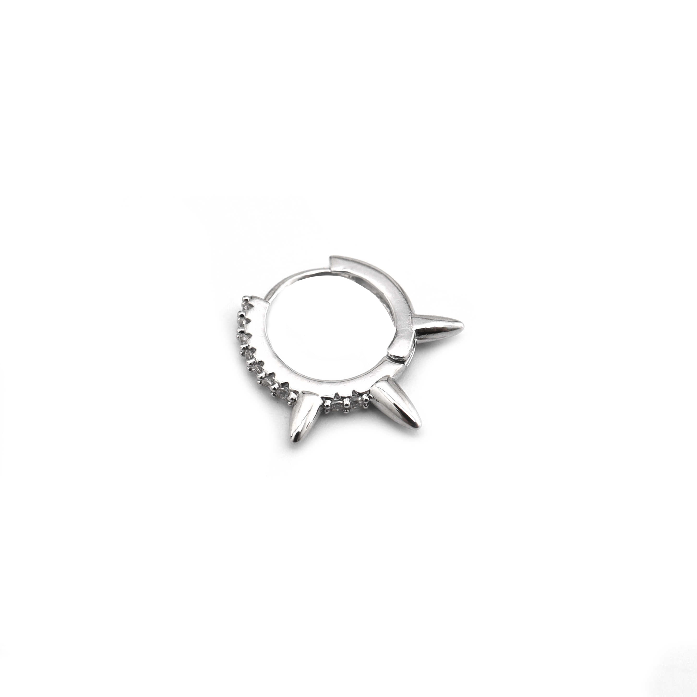 Side-Set CZ Spike Stainless Steel Earrings - Side-Set CZ Spike Stainless Steel Earrings - Single by CRUXJEWELRY