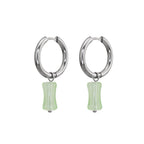 Eastern Aesthetics - Bamboo Joint Jade Dangle Earrings - Eastern Aesthetics - Bamboo Joint Jade Dangle Earrings - Pair of Green by CRUXJEWELRY