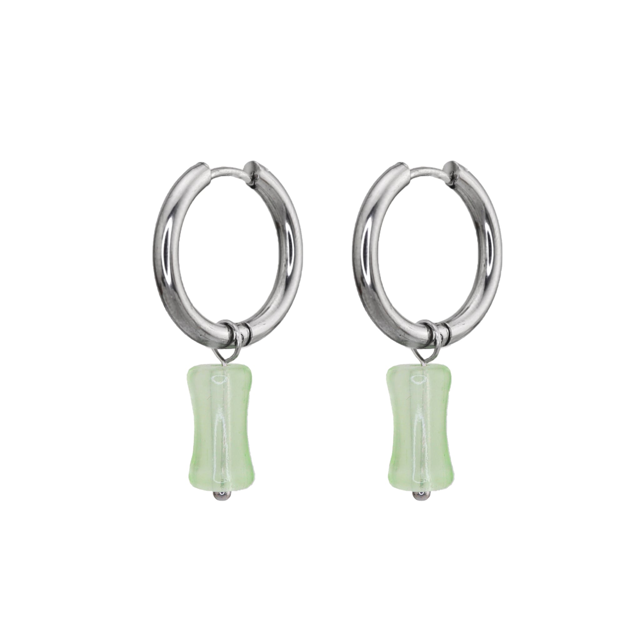 Eastern Aesthetics - Bamboo Joint Jade Dangle Earrings - Eastern Aesthetics - Bamboo Joint Jade Dangle Earrings - Pair of Green by CRUXJEWELRY