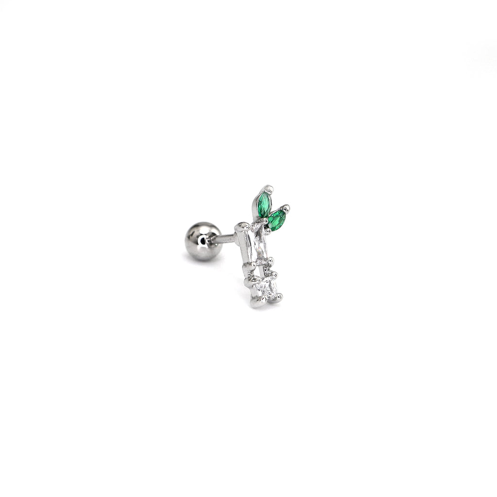 Eastern Aesthetics - Bamboo CZ Externally Threaded. Ear Studs - Eastern Aesthetics - Bamboo CZ Externally Threaded. Ear Studs - White by CRUXJEWELRY