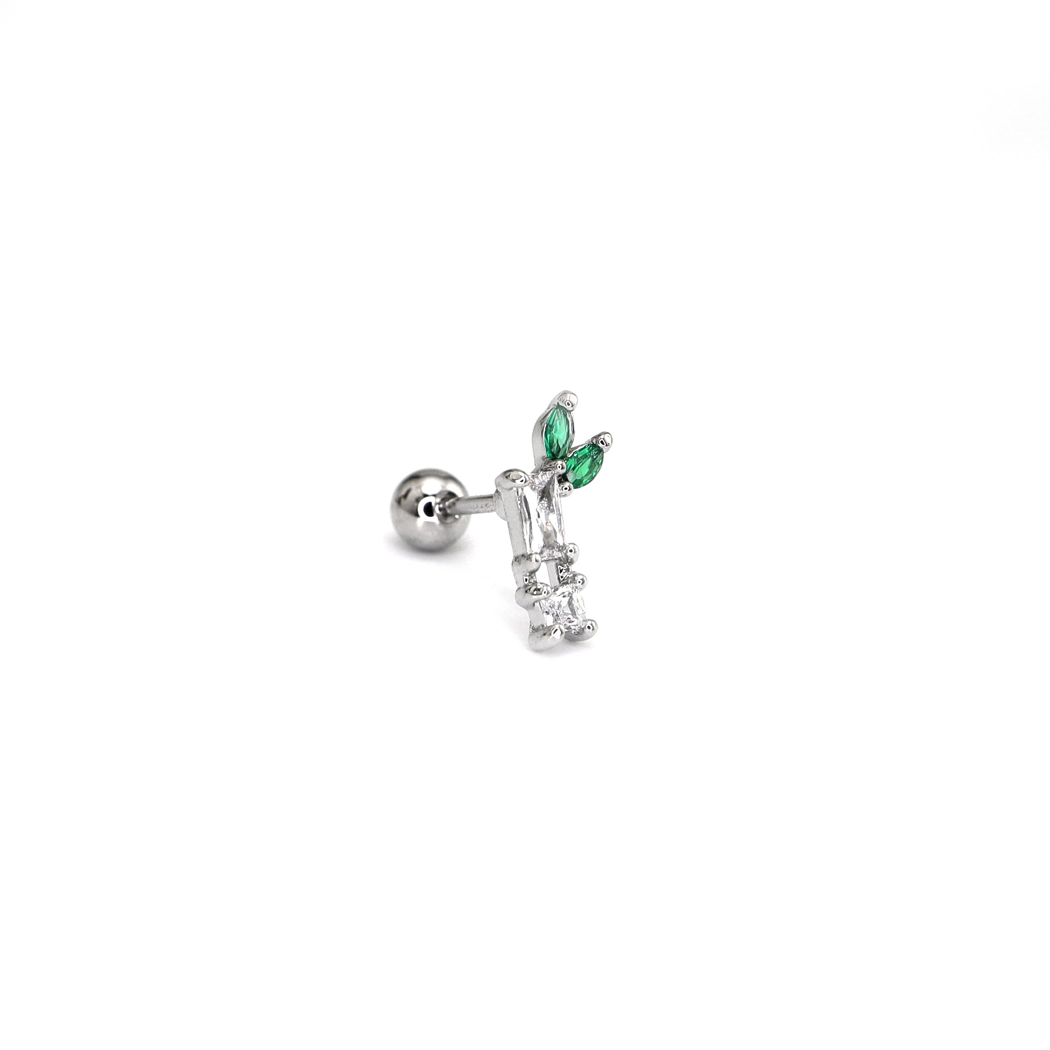 Eastern Aesthetics - Bamboo CZ Externally Threaded. Ear Studs - Eastern Aesthetics - Bamboo CZ Externally Threaded. Ear Studs - White by CRUXJEWELRY