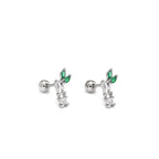 Eastern Aesthetics - Bamboo CZ Externally Threaded. Ear Studs - Eastern Aesthetics - Bamboo CZ Externally Threaded. Ear Studs - Pair of White by CRUXJEWELRY