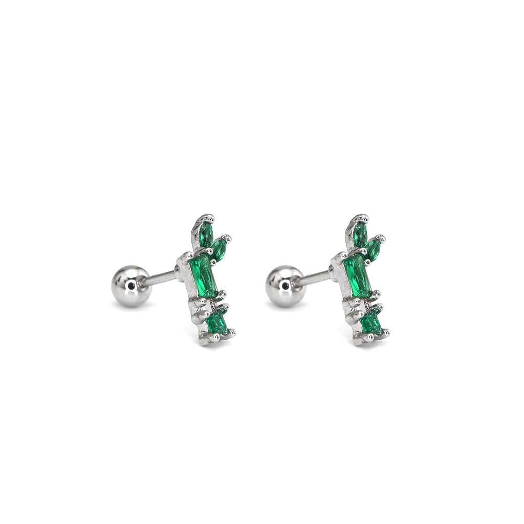Eastern Aesthetics - Bamboo CZ Externally Threaded. Ear Studs - Eastern Aesthetics - Bamboo CZ Externally Threaded. Ear Studs - Pair of Green by CRUXJEWELRY