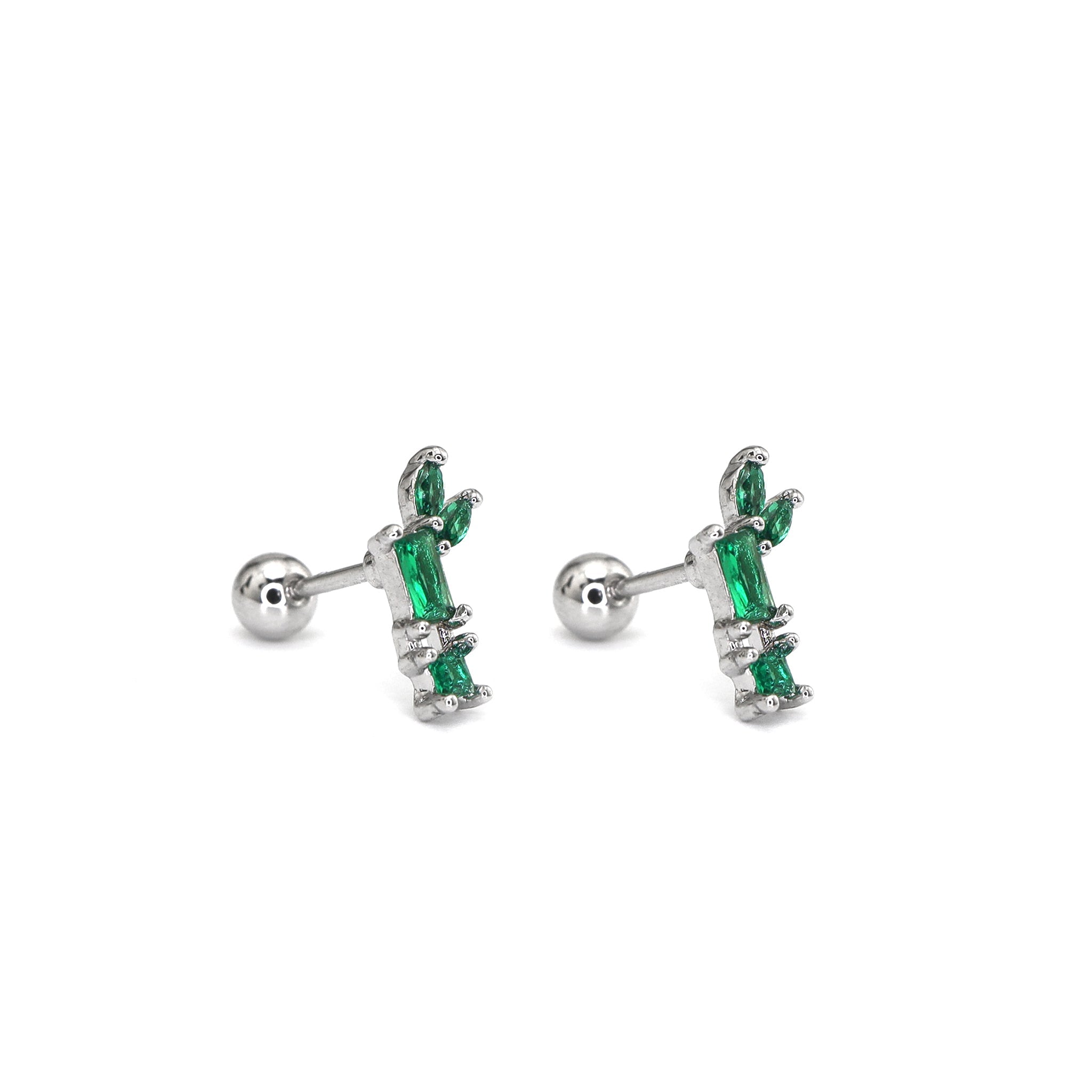 Eastern Aesthetics - Bamboo CZ Externally Threaded. Ear Studs - Eastern Aesthetics - Bamboo CZ Externally Threaded. Ear Studs - Pair of Green by CRUXJEWELRY
