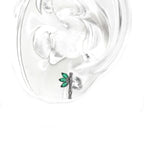Eastern Aesthetics - Bamboo Leaf CZ Internally Threaded Titanium Studs - Eastern Aesthetics - Bamboo Leaf CZ Internally Threaded Titanium Studs - Sliver / 6mm by CRUXJEWELRY
