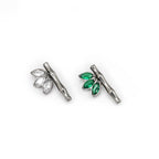 Eastern Aesthetics - Bamboo Leaf CZ Internally Threaded Titanium Studs - Eastern Aesthetics - Bamboo Leaf CZ Internally Threaded Titanium Studs - Sliver / 6mm by CRUXJEWELRY