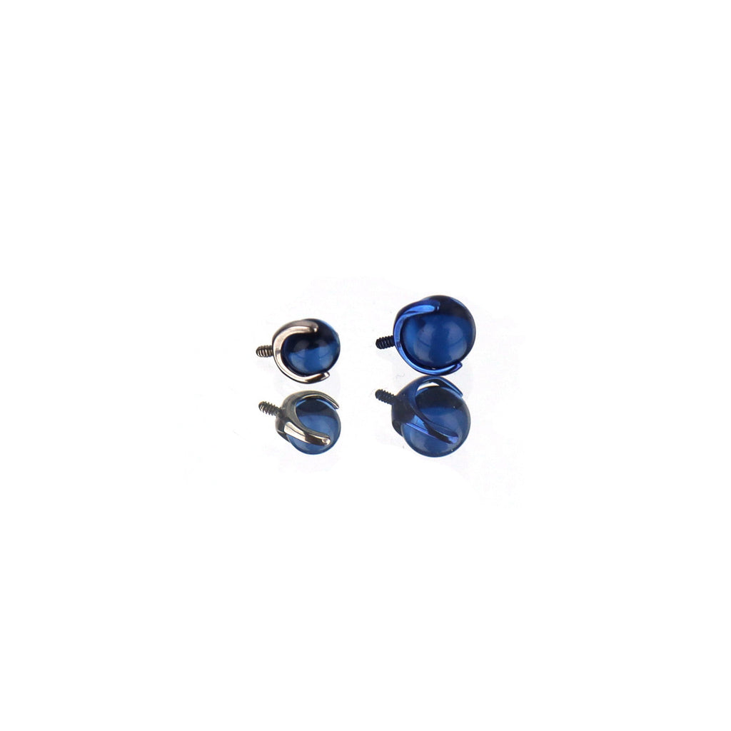 Rainbow CZ Basic ball Titanium Internally Threaded barbell stud - Rainbow CZ Basic ball Titanium Internally Threaded barbell stud - Sapphire Blue / 4mm / 10mm by CRUXJEWELRY