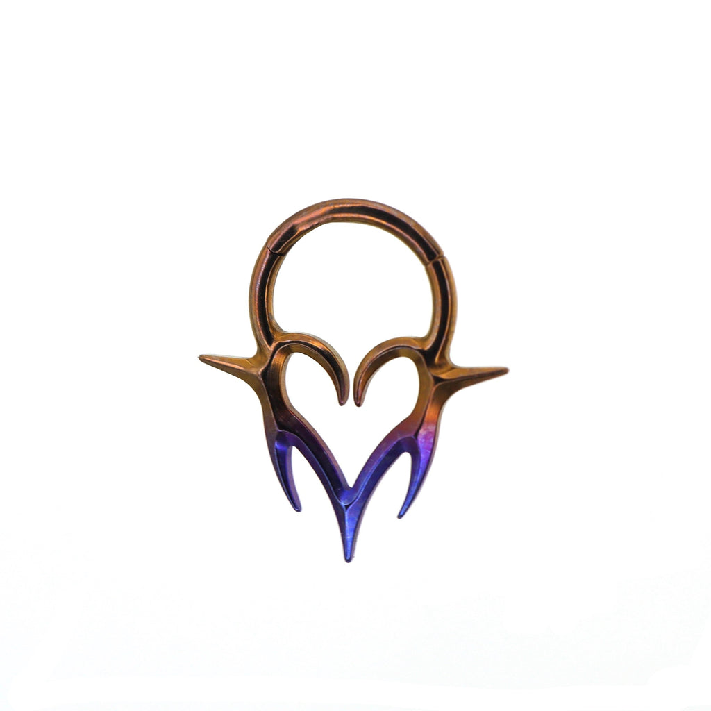 Colorful Heart-shaped Flame Segment Hoop - Colorful Heart-shaped Flame Segment Hoop - Purple-Brown Gradient / 8 mm by CRUXJEWELRY
