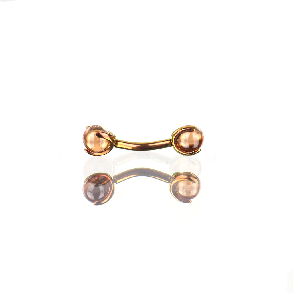 Round CZ Ball Internally Threaded Titanium Brow Studs - Round CZ Ball Internally Threaded Titanium Brow Studs - Champagne / 6mm by CRUXJEWELRY