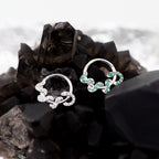 Twisting Serpent CZ Titanium Segment Hoop - Twisting Serpent CZ Titanium Segment Hoop - Green by CRUXJEWELRY