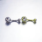 CZ Crystal Titanium Belly Ring - CZ Crystal Titanium Belly Ring - Yellow / 6 mm by CRUXJEWELRY