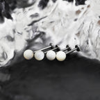 White butterfly shell pearl Internally Threaded Titanium Ear Studs - White butterfly shell pearl Internally Threaded Titanium Ear Studs - 6mm by CRUXJEWELRY