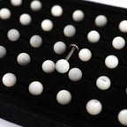 White butterfly shell pearl Internally Threaded Titanium Ear Studs - White butterfly shell pearl Internally Threaded Titanium Ear Studs - 6mm by CRUXJEWELRY