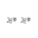 Minimalist Four Flower Ear Stud with Zirconia - Minimalist Four Flower Ear Stud with Zirconia - Set by CRUXJEWELRY