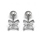 Minimalist Four Flower Ear Stud with Zirconia - Minimalist Four Flower Ear Stud with Zirconia - Single by CRUXJEWELRY