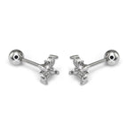 Minimalist Four Flower Ear Stud with Zirconia - Minimalist Four Flower Ear Stud with Zirconia - Single by CRUXJEWELRY