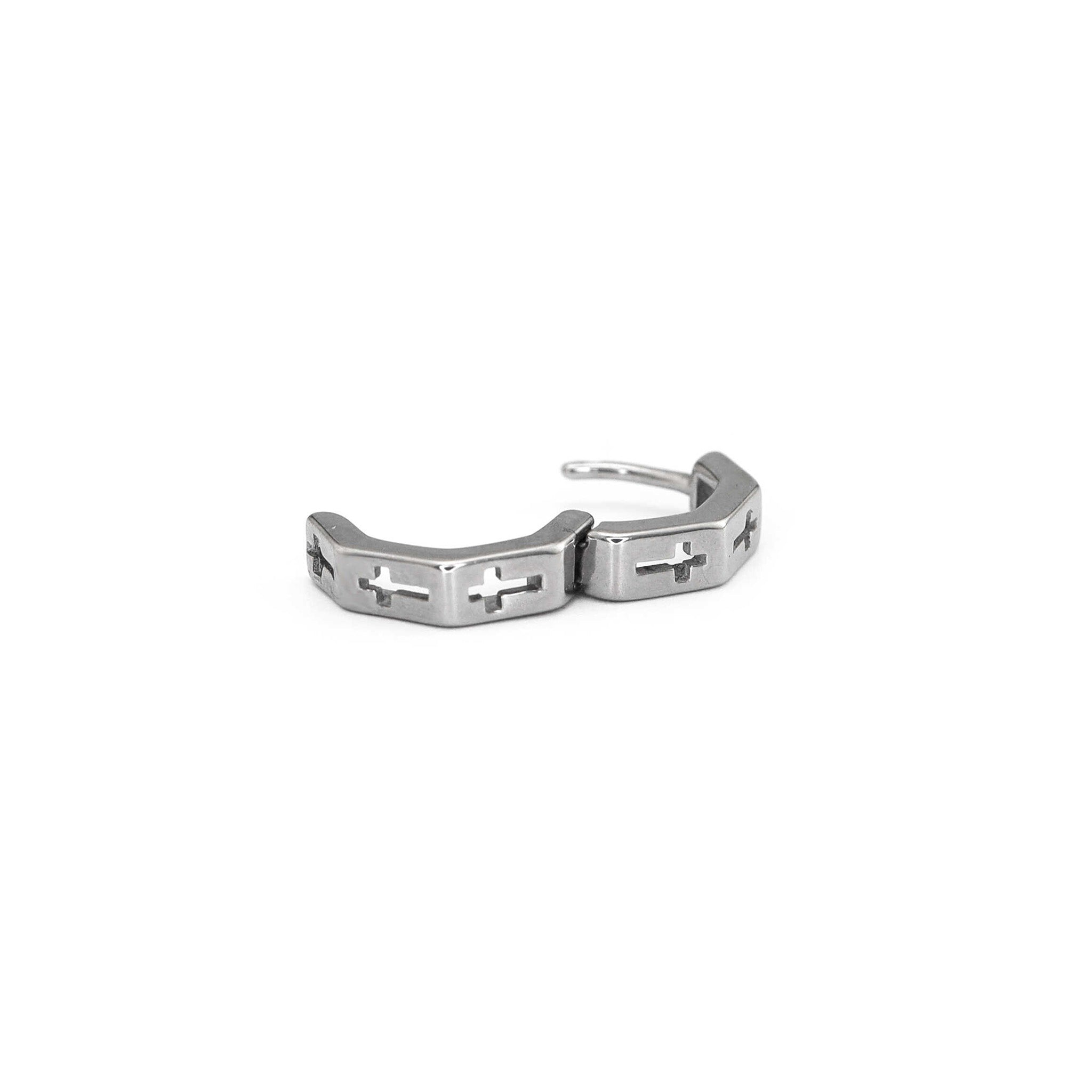 Openwork Hexagon Cross Stainless Steel Earrings - Openwork Hexagon Cross Stainless Steel Earrings - Single by CRUXJEWELRY