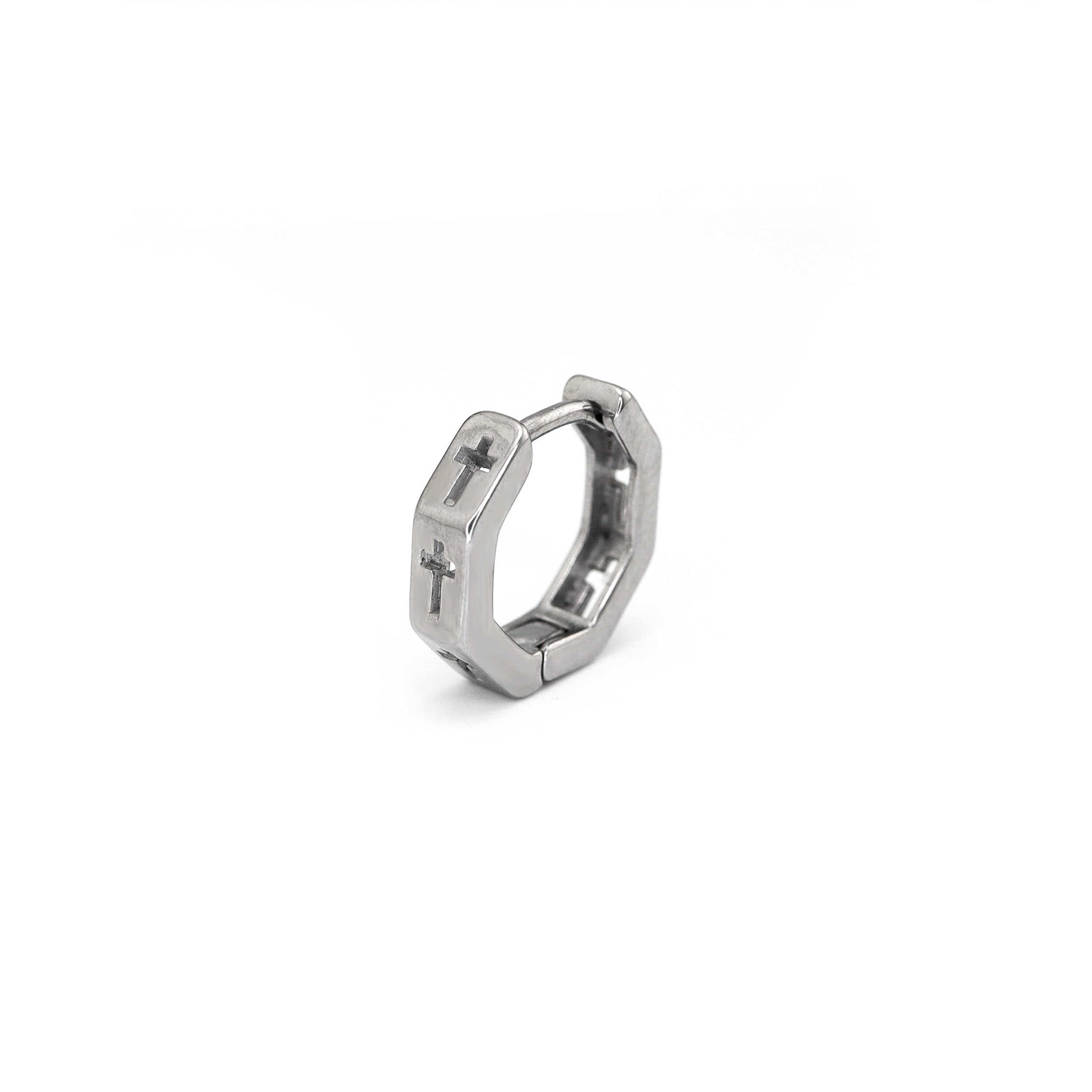 Openwork Hexagon Cross Stainless Steel Earrings - Openwork Hexagon Cross Stainless Steel Earrings - Single by CRUXJEWELRY