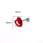 CRUX - Resin Heart Cross stainless steel Tongue Stud - CRUX - Resin Heart Cross stainless steel Tongue Stud - 1.2mm/16G / 12mm by CRUXJEWELRY