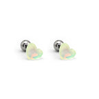 PAIR OF Basic Heart Crystal Thin Gauge stainless steel Ear Studs - PAIR OF Basic Heart Crystal Thin Gauge stainless steel Ear Studs - White by CRUXJEWELRY