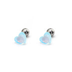 PAIR OF Basic Heart Crystal Thin Gauge stainless steel Ear Studs - PAIR OF Basic Heart Crystal Thin Gauge stainless steel Ear Studs - Light Blue by CRUXJEWELRY
