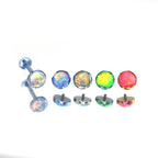 Wave Bezel-Set Opal Titanium Lip Ring - Wave Bezel-Set Opal Titanium Lip Ring - Red / 6mm by CRUXJEWELRY