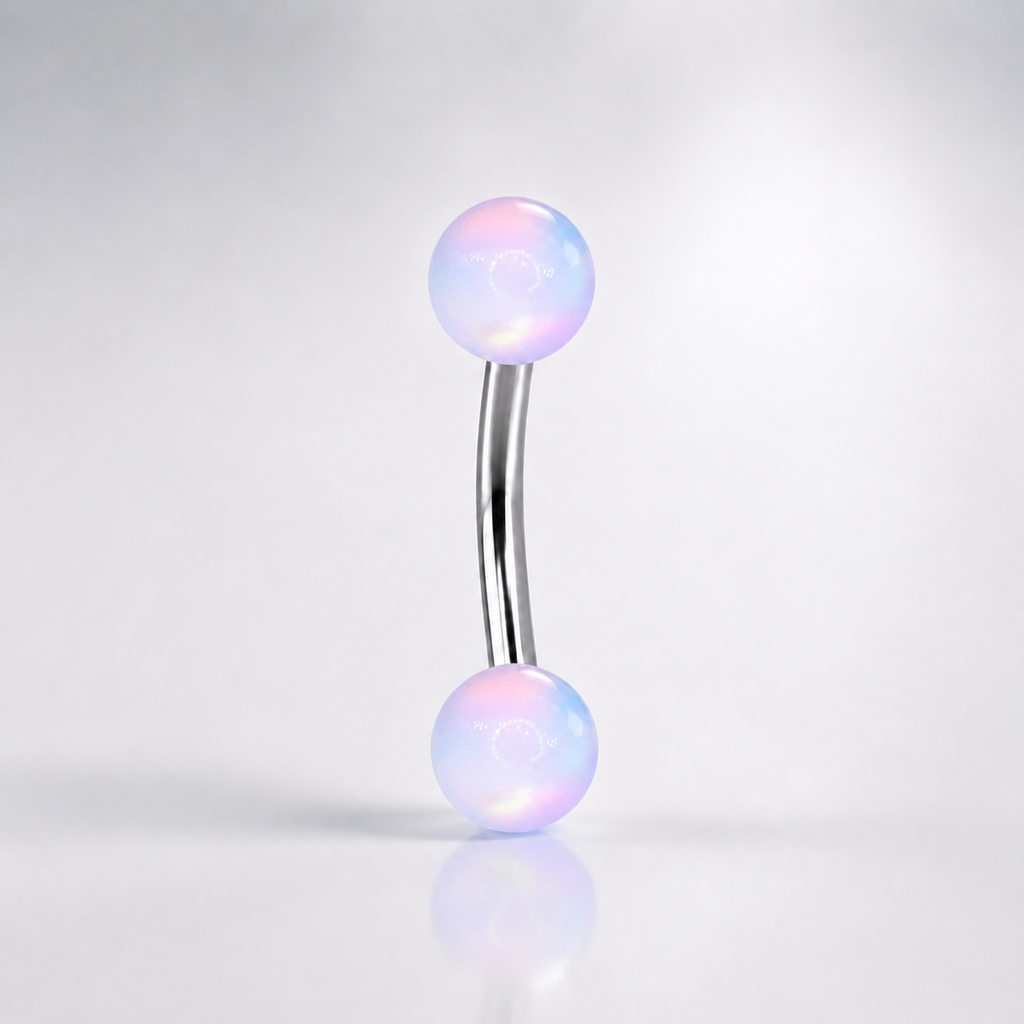 Opal Ball Titanium Eyebrow Barbell