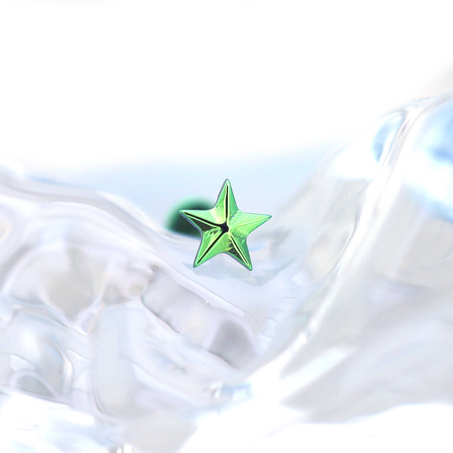 3D Engraved Pentagram Internally Threaded Titanium Studs - 3D Engraved Pentagram Internally Threaded Titanium Studs - Green / 6mm by CRUXJEWELRY