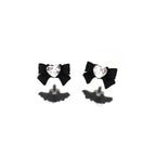 Y2K Gothic Heart & Bow Ear Stud - Y2K Gothic Heart & Bow Ear Stud - Black / 6mm by CRUXJEWELRY