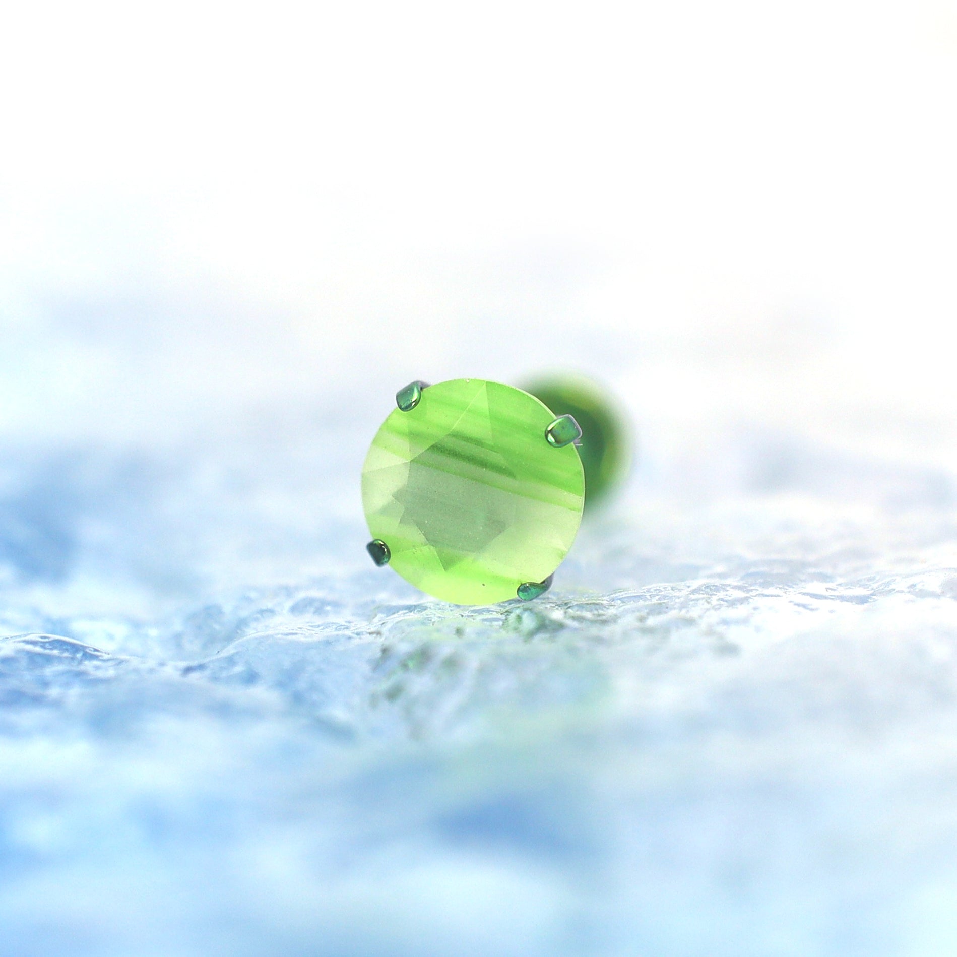 Satin Finish CZ Internally Threaded Titanium Studs - Satin Finish CZ Internally Threaded Titanium Studs - Green / 6mm by CRUXJEWELRY