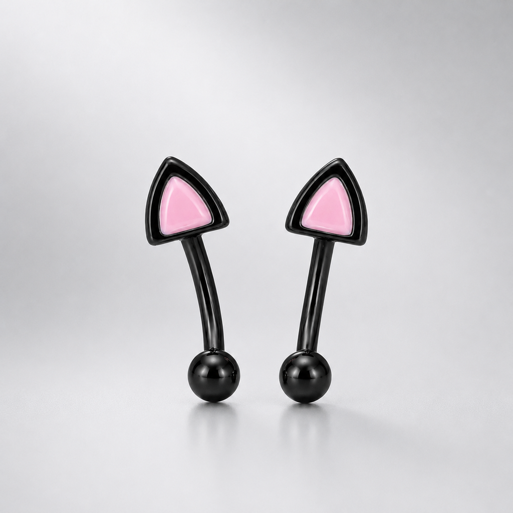 Paws & Purrs - Colorful Cat Ear Stainless Steel Rook Stud