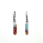 Eastern Aesthetics - Serene Jade & Artisan Ink Wash Jade Earrings - Eastern Aesthetics - Serene Jade & Artisan Ink Wash Jade Earrings - Pair of Blue by CRUXJEWELRY