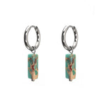 Eastern Aesthetics - Serene Jade & Artisan Ink Wash Jade Earrings - Eastern Aesthetics - Serene Jade & Artisan Ink Wash Jade Earrings - Pair of Green by CRUXJEWELRY