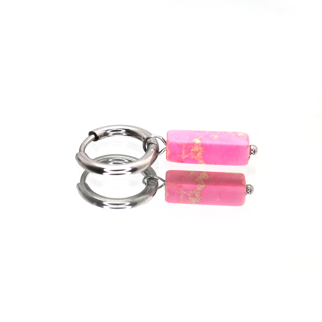 Eastern Aesthetics - Serene Jade & Artisan Ink Wash Jade Earrings - Eastern Aesthetics - Serene Jade & Artisan Ink Wash Jade Earrings - Pair of Pink by CRUXJEWELRY