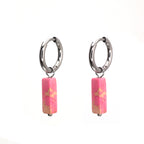 Eastern Aesthetics - Serene Jade & Artisan Ink Wash Jade Earrings - Eastern Aesthetics - Serene Jade & Artisan Ink Wash Jade Earrings - Pair of Pink by CRUXJEWELRY