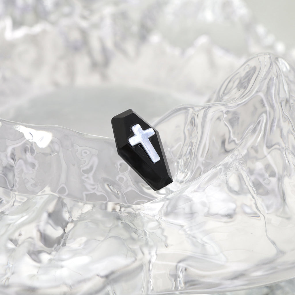 CRUX - MOP Cross Coffin Ear Studs - CRUX - MOP Cross Coffin Ear Studs - Single / 0.8mm/20G by CRUXJEWELRY