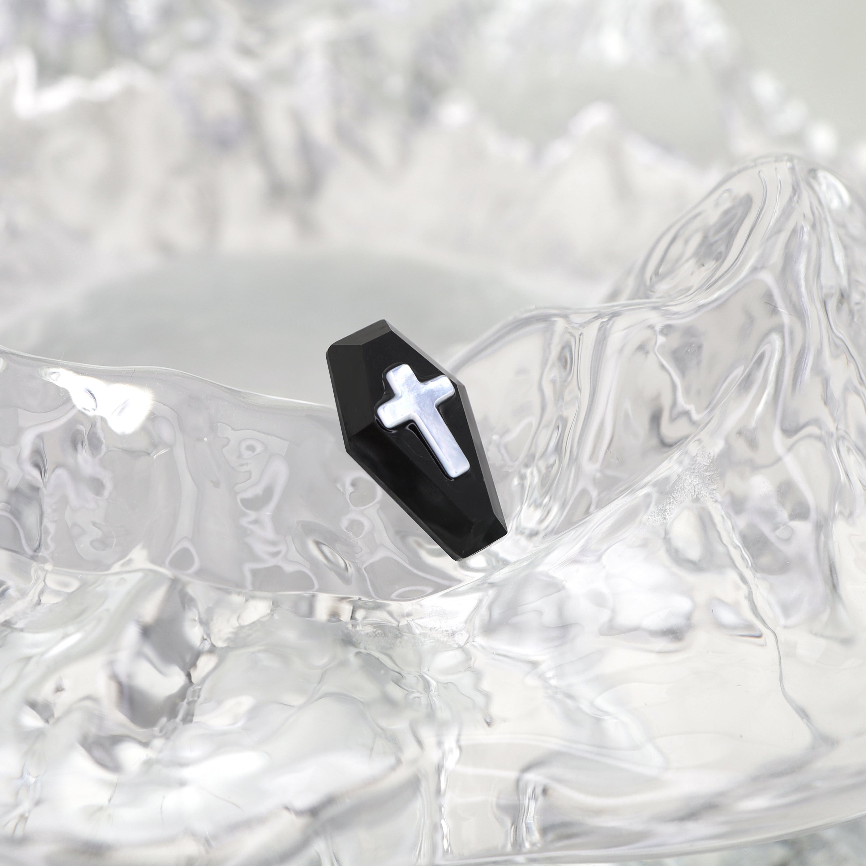 CRUX - MOP Cross Coffin Ear Studs - CRUX - MOP Cross Coffin Ear Studs - Single / 0.8mm/20G by CRUXJEWELRY