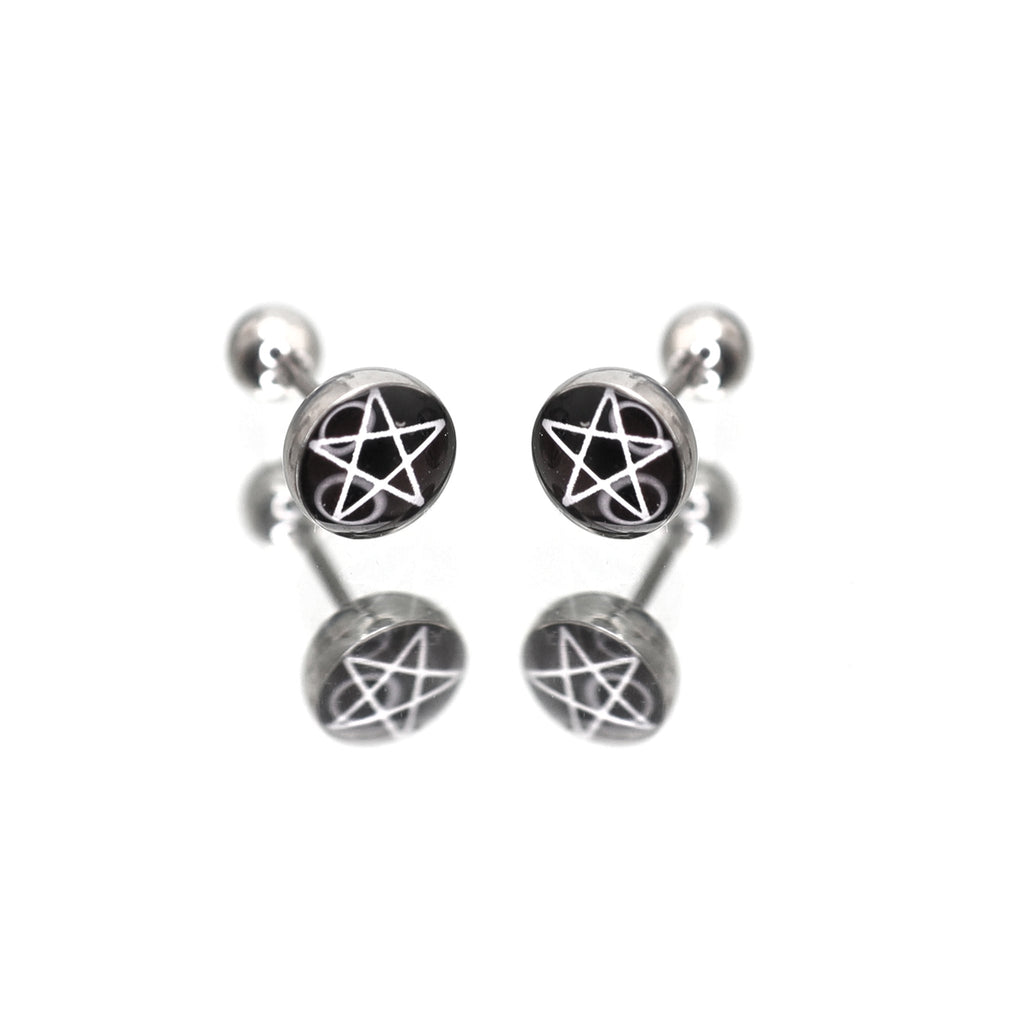 PAIR OF Resin Oil Slick Star stainless steel Ear Studs - PAIR OF Resin Oil Slick Star stainless steel Ear Studs - 0.8mm/20G by CRUXJEWELRY