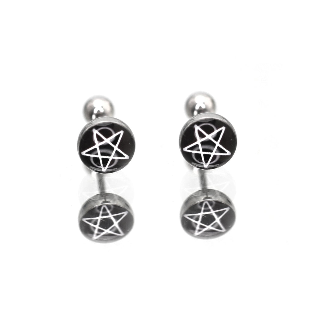 PAIR OF Resin Oil Slick Star stainless steel Ear Studs - PAIR OF Resin Oil Slick Star stainless steel Ear Studs - 0.8mm/20G by CRUXJEWELRY