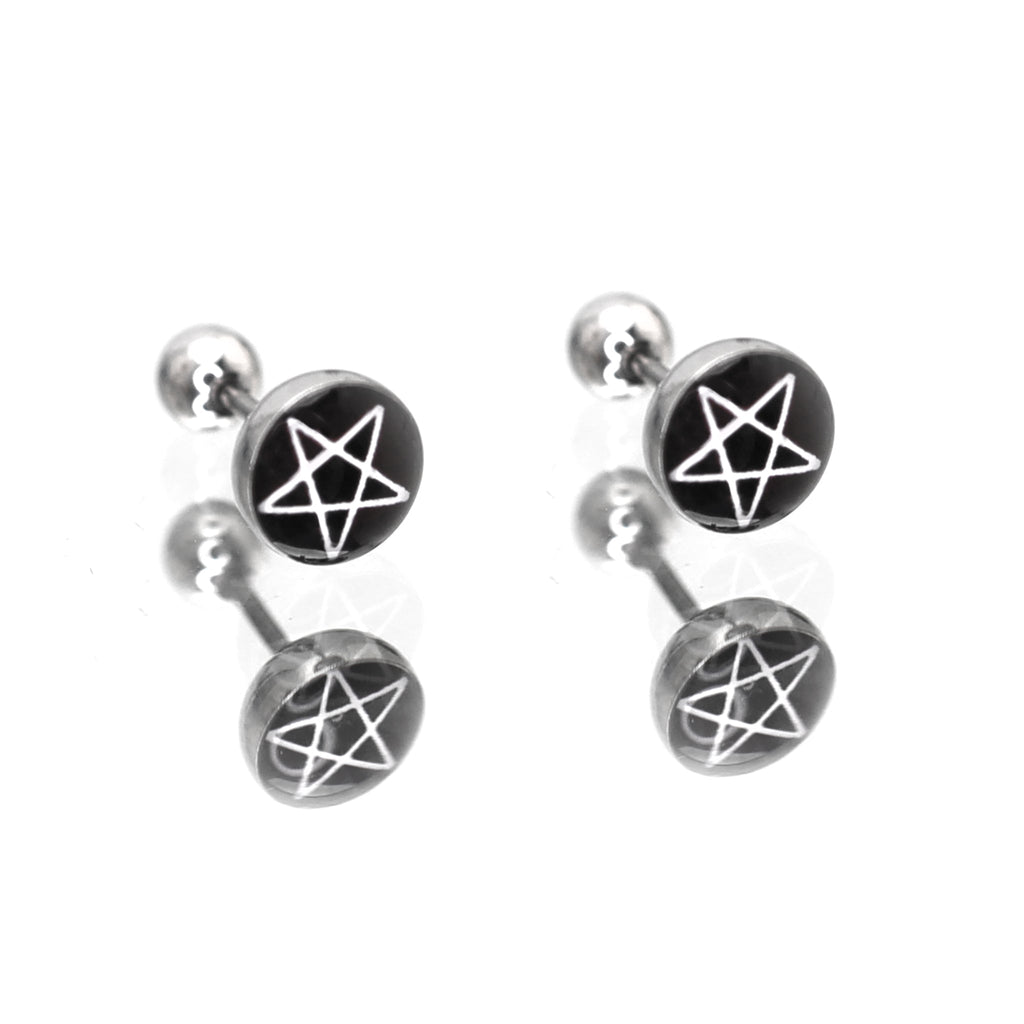 PAIR OF Resin Oil Slick Star stainless steel Ear Studs - PAIR OF Resin Oil Slick Star stainless steel Ear Studs - 0.8mm/20G by CRUXJEWELRY