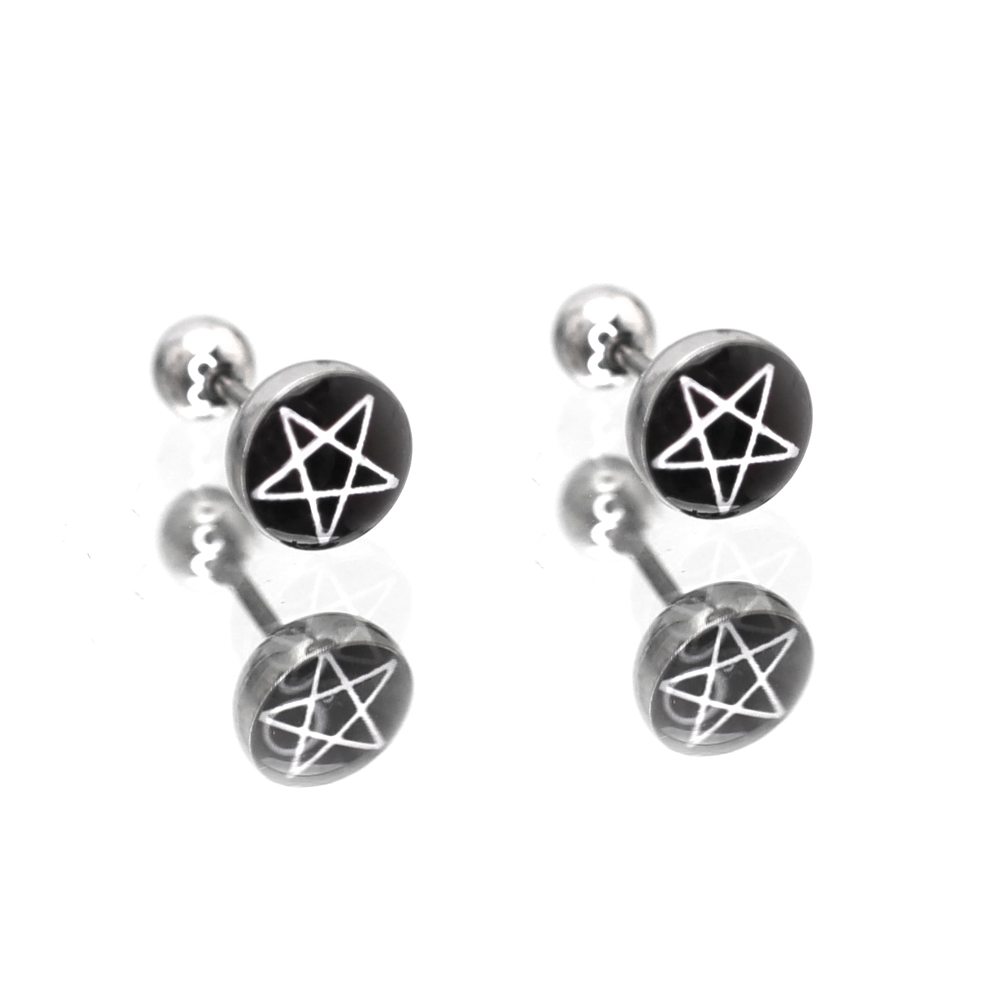 PAIR OF Resin Oil Slick Star stainless steel Ear Studs - PAIR OF Resin Oil Slick Star stainless steel Ear Studs - 0.8mm/20G by CRUXJEWELRY