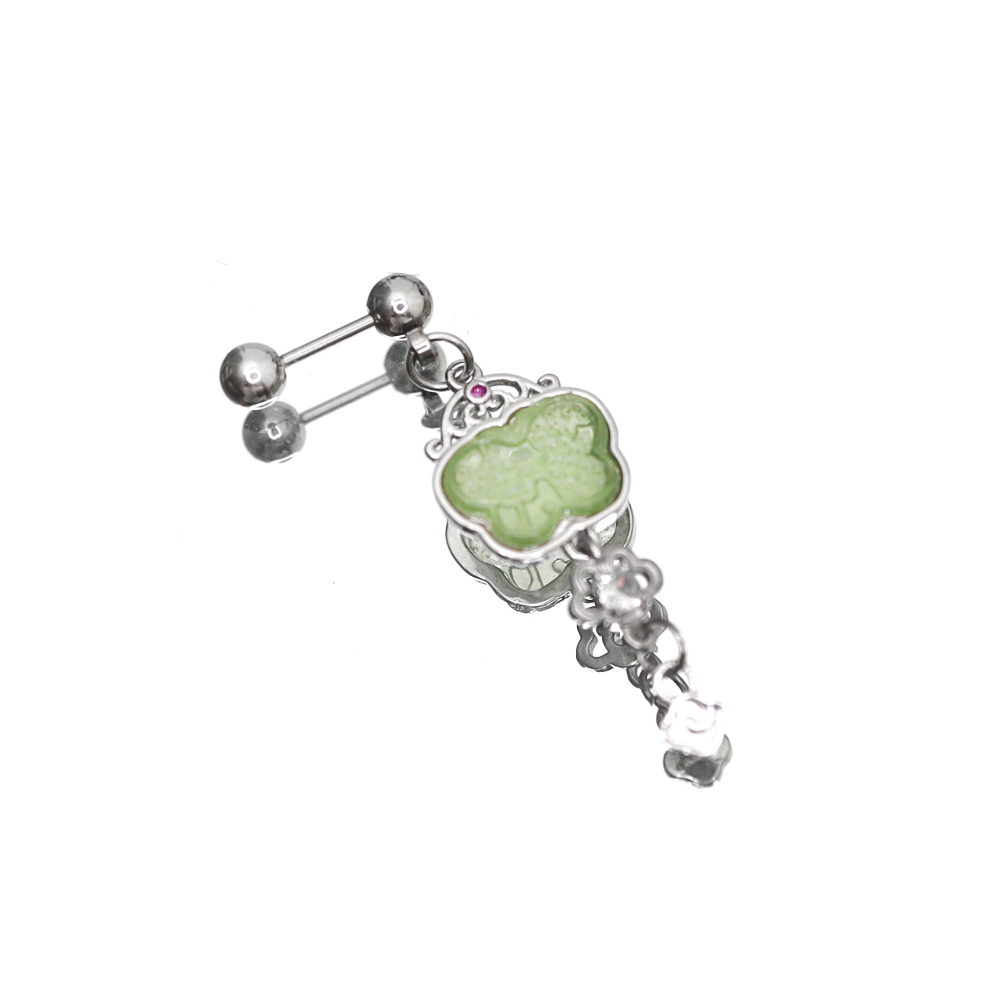 Eastern Aesthetics - Butterfly Jade Externally Threaded Stainless Steel Studs - Eastern Aesthetics - Butterfly Jade Externally Threaded Stainless Steel Studs - 0.8mm/20G by CRUXJEWELRY