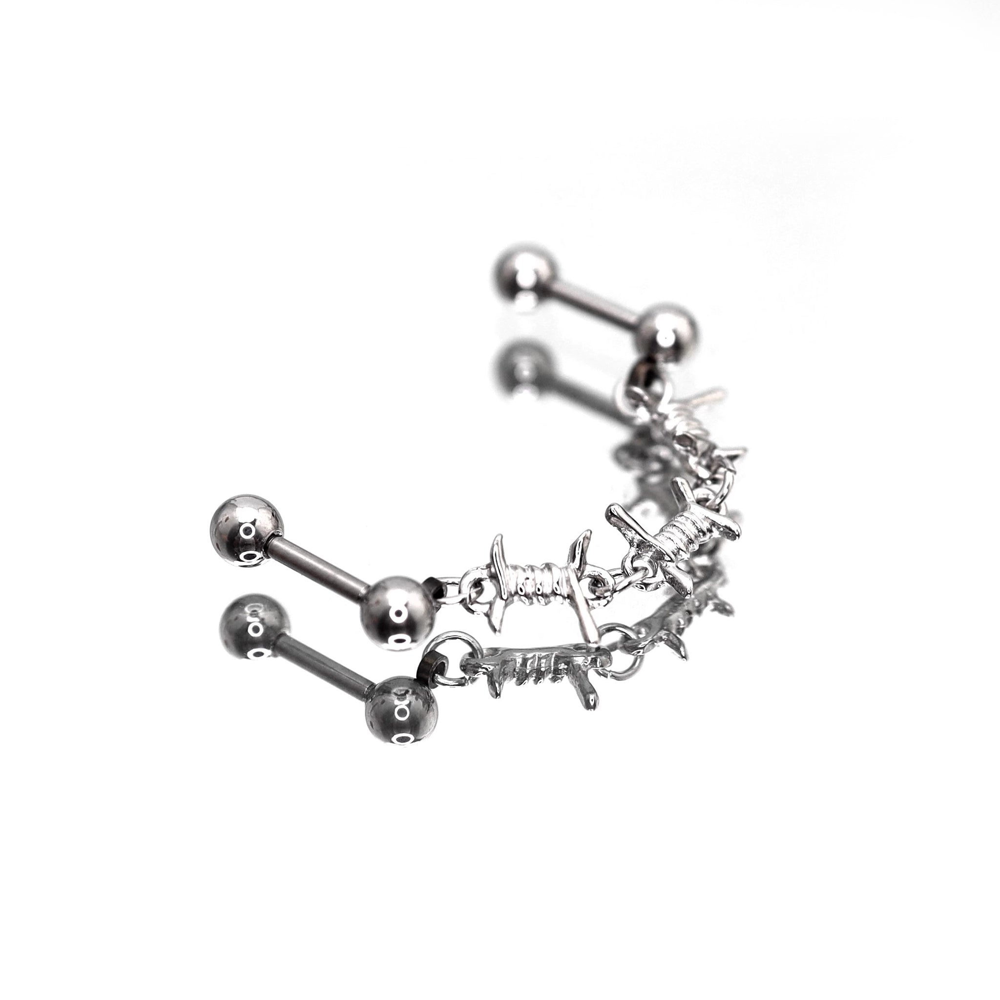 Knotted Bondage Double Hole Stainless Steel Ear Studs - Knotted Bondage Double Hole Stainless Steel Ear Studs - Default Title by CRUXJEWELRY