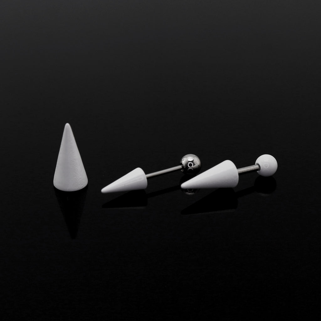 White Enamel Externally Threaded stainless steel Helix Studs - White Enamel Externally Threaded stainless steel Helix Studs - Small by CRUXJEWELRY