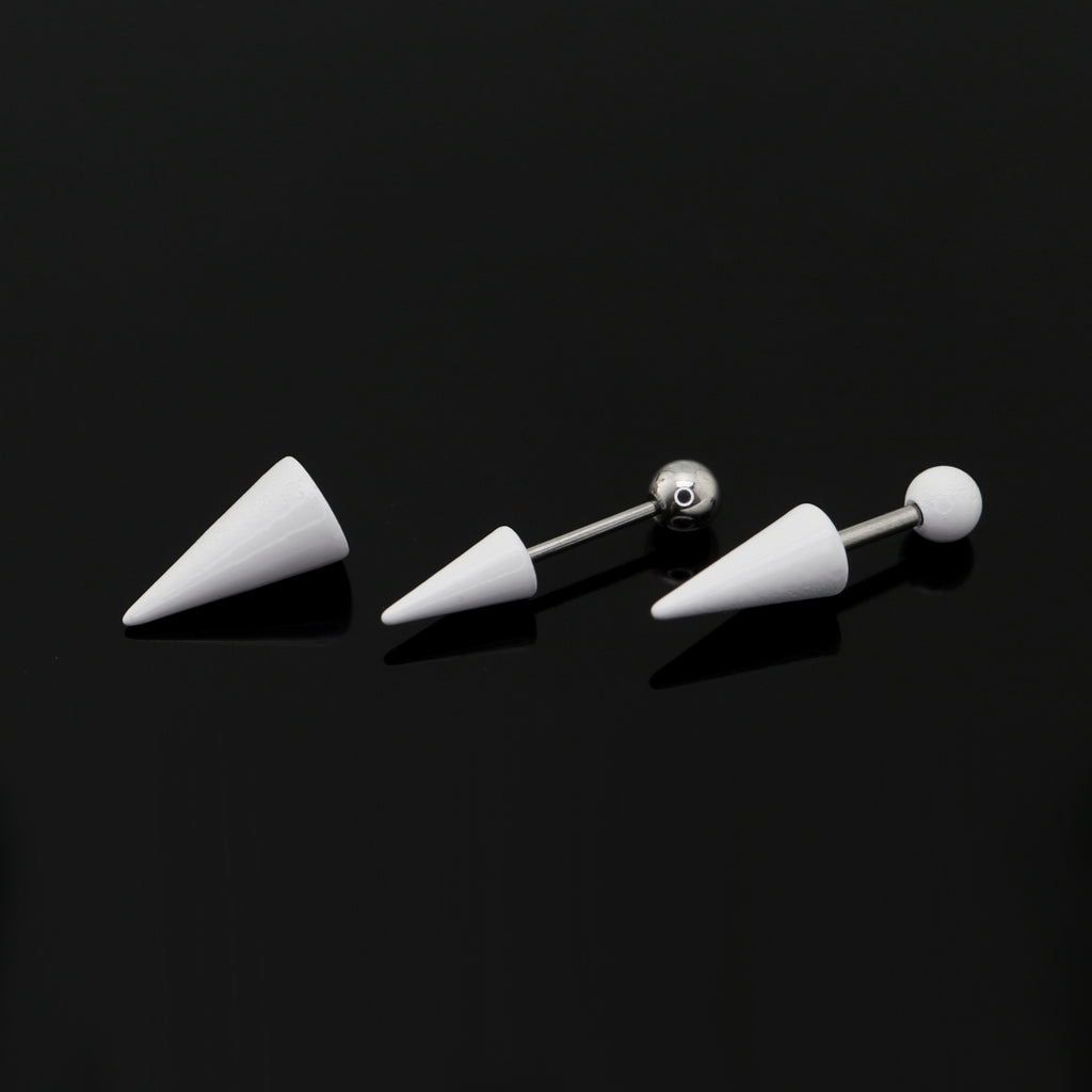 White Enamel Externally Threaded stainless steel Helix Studs - White Enamel Externally Threaded stainless steel Helix Studs - Small by CRUXJEWELRY