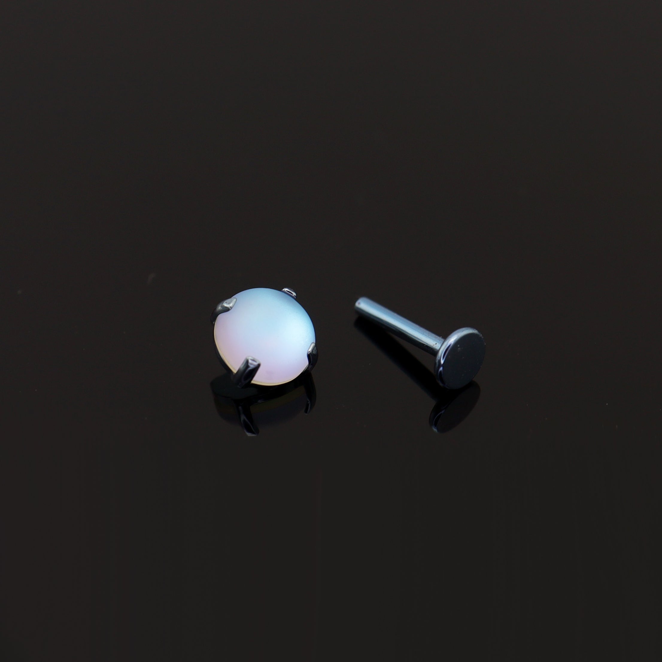Heart & Round Moon Opal Studs - Heart & Round Moon Opal Studs - Heart / Small / 6mm by CRUXJEWELRY