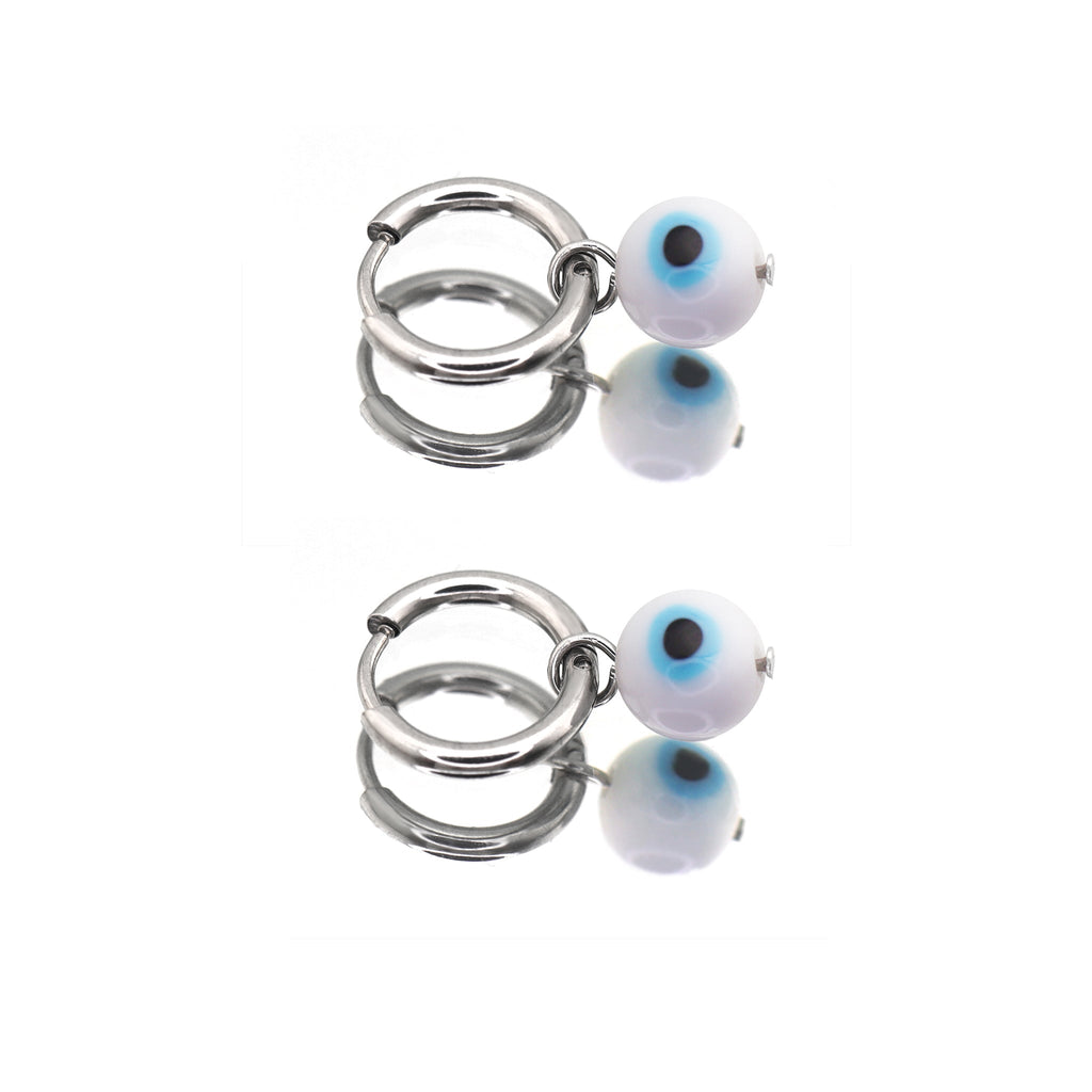 PAIR OF Blue Eyeball Pendant stainless steel Earrings - PAIR OF Blue Eyeball Pendant stainless steel Earrings - Default Title by CRUXJEWELRY