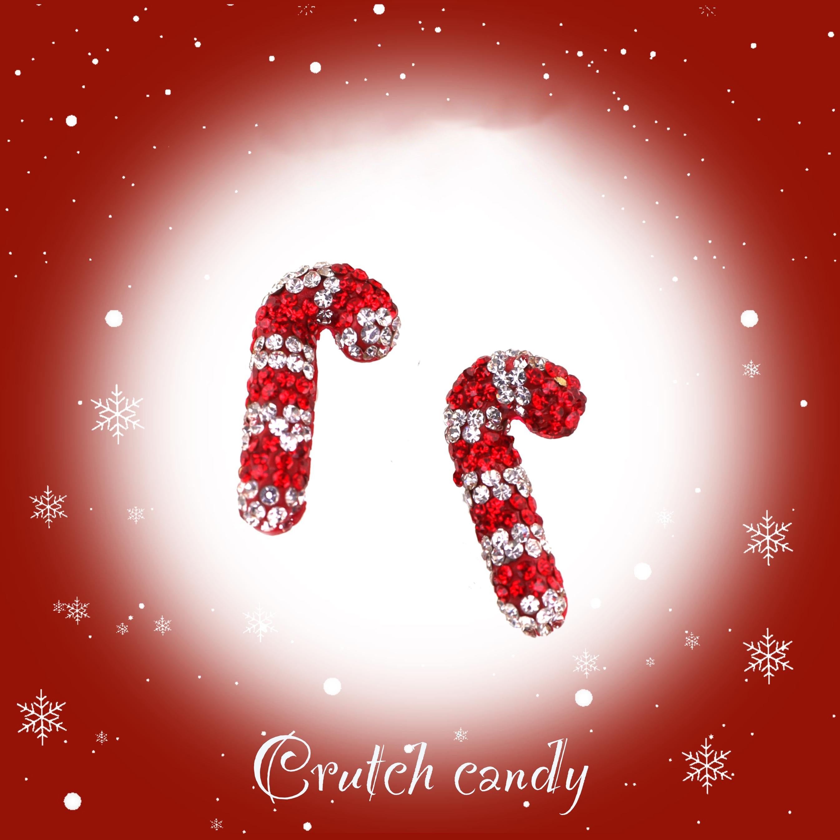 Christmas - Large Candy Cane Stainless Steel Ear Studs - Christmas - Large Candy Cane Stainless Steel Ear Studs - Single / 0.8mm/20G by CRUXJEWELRY