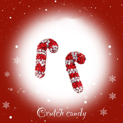 Christmas - Large Candy Cane Stainless Steel Ear Studs - product overview