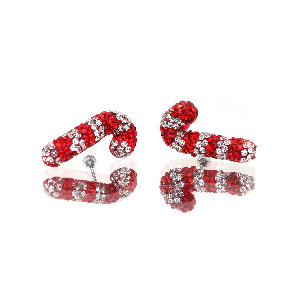 Christmas - Large Candy Cane Stainless Steel Ear Studs - Christmas - Large Candy Cane Stainless Steel Ear Studs - Single / 0.8mm/20G by CRUXJEWELRY